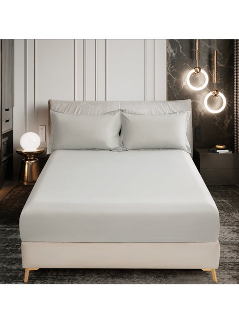 Bedding Fitted Sheet 2-Pcs Twin Size Solid Bed Sheet Set Fits(120x200CM) With Pillowcases And 30 CM Extra Deep Brushed Microfiber Bed Sheet,Granite