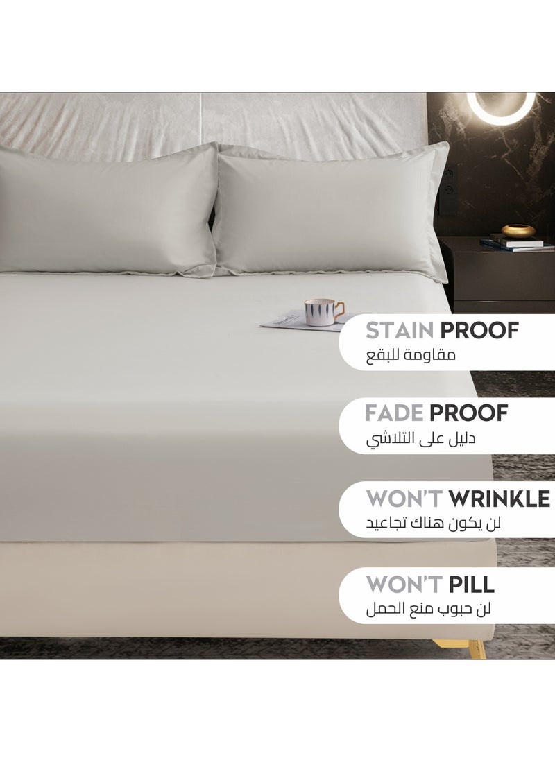 Donetella - Bedding Fitted Sheet 2-Pcs Twin Size Solid Bed Sheet Set Fits(120x200CM) With Pillowcases And 30 CM Extra Deep Brushed Microfiber Bed Sheet,Granite - Image 1