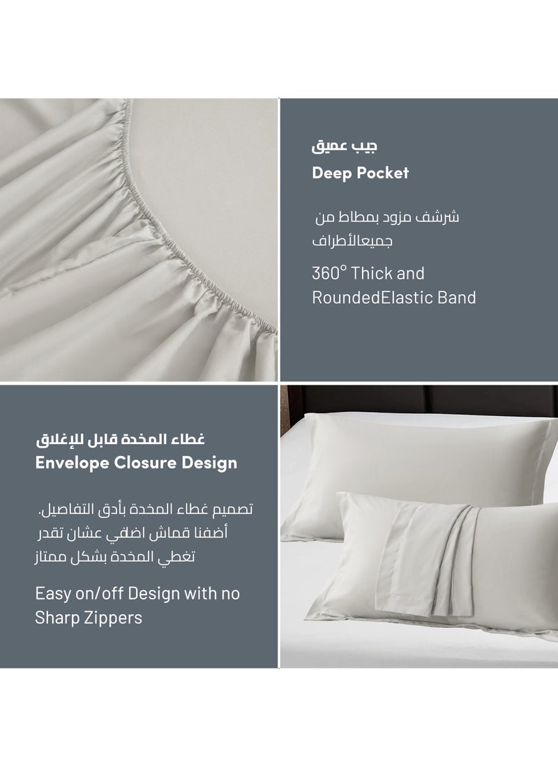 Donetella - Bedding Fitted Sheet 2-Pcs Twin Size Solid Bed Sheet Set Fits(120x200CM) With Pillowcases And 30 CM Extra Deep Brushed Microfiber Bed Sheet,Granite - Image 1