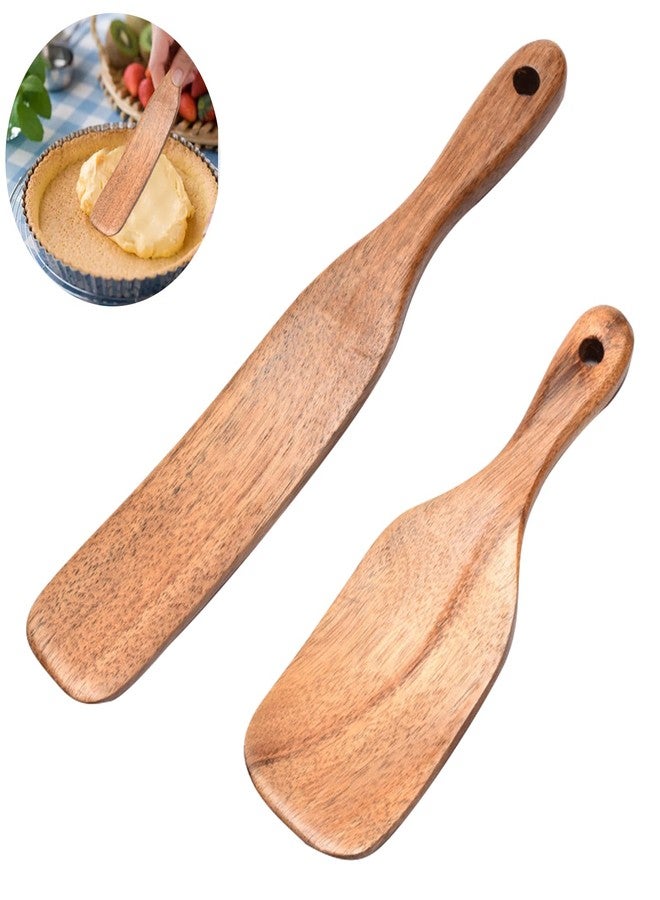 ZEENEEK Wooden Spurtle, 2 Pack 10Inch 8Inch, Wooden Sourdough Spatula, Bread Mixing Stir Stick, Baking, Mixing, Stirring, Spreading Tool, 22364299 - Image 2