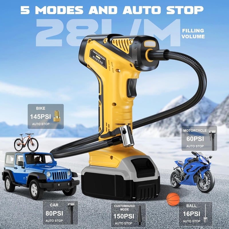Ecarke Cordless Tire Inflator - Portable Electric Air Pump for DeWalt 20V Battery - Image 2