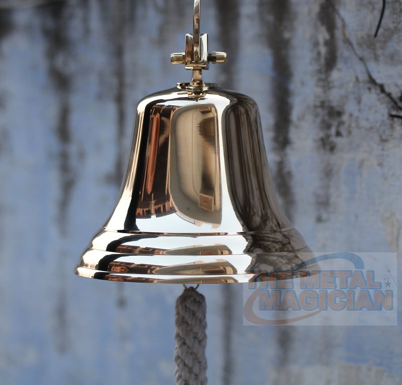 The Metal Magician 5" Solid Brass Bell Quality Marine Wall Mounted Ship Hanging Bell Perfect for Dinner, Indoor, Outdoor, School, Bar, Reception, Last Order & Church by The Metal Magician - Image 5