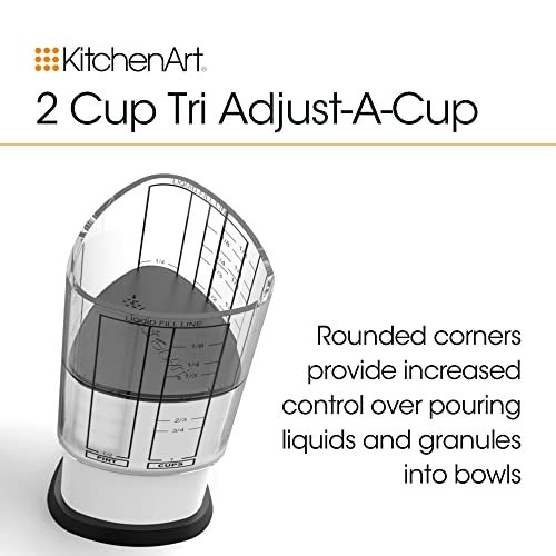 KitchenArt 2 Cup Tri Adjust A-Cup, Easy Pour Measuring Cup, 3.25x3.25x6", Black/White - Image 3