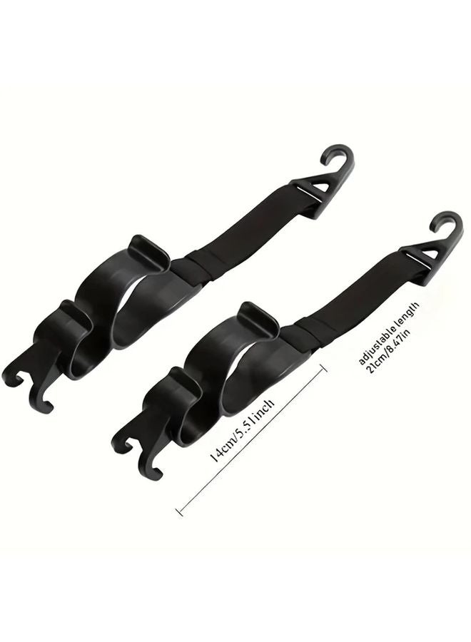 2pcs Black Car Back Seat Hook Headrest Hanging Hook Umbrella Holder Storage Organizer - Image 2