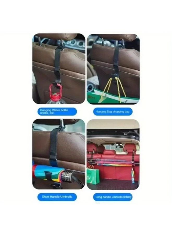 2pcs Black Car Back Seat Hook Headrest Hanging Hook Umbrella Holder Storage Organizer - Image 5