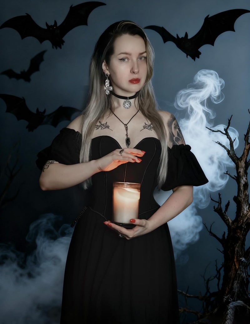 Scarlet Darkness Women Off Shoulder Maxi Dress Flowy A Line Halloween Witch Corset Dress Black Size 16 - Image 3