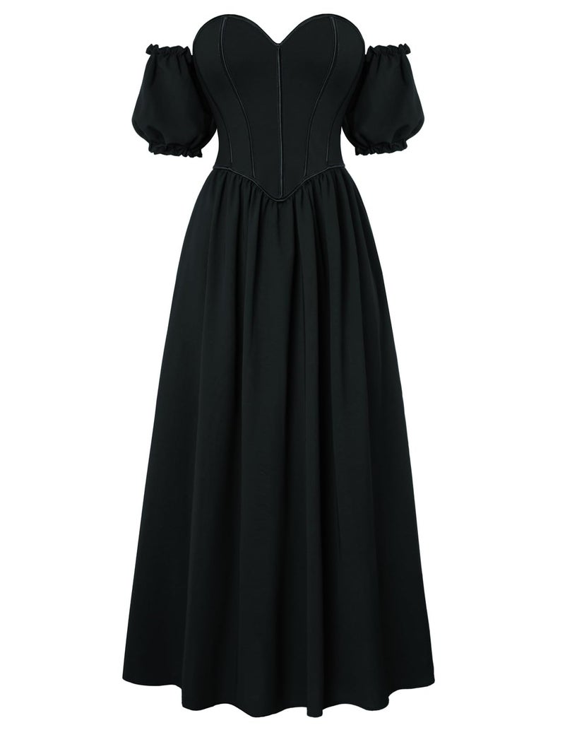 Scarlet Darkness Women Off Shoulder Maxi Dress Flowy A Line Halloween Witch Corset Dress Black Size 16 - Image 1