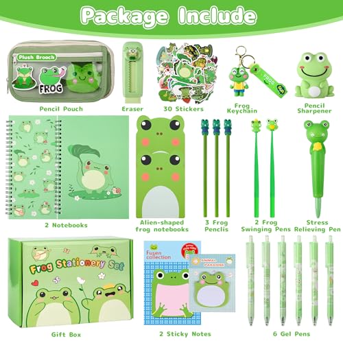 Ulema 52pcs Cute Frog Stationery Set Frog Gifts for Boys Girls Birthday Back to School and Classroom Rewards Office Supplies with Frogs Stuff. - Image 2