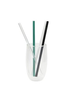 BRIGHTLY LABS Reusable Glass Drinking Straws, Clear Glass Straws for Drinking for Milkshakes, Frozen Drinks, Smoothies, Tea, Juice,  Set of 4 (multi colour) with Cleaning Brush  - Image 2