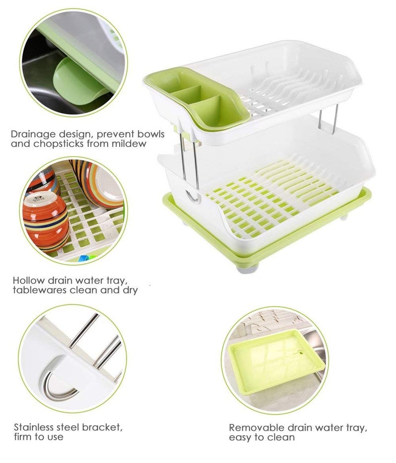 Whitecloud TRANSFORMING HOMES Whitecloud TRANSFORMING HOMES® Kitchen Dish Drainer Rack Plastic 2 Layer Kitchen Organizer Sink Dish - Cutlery Drying Organizer Drainer Drying Kitchen Storage Rack (ITN-225) Multicolor  - Image 3