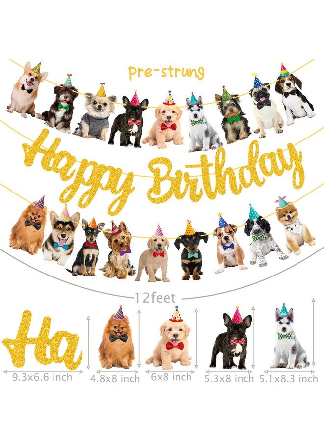 umoni Dog Happy Birthday Banner Decorations Baby Dog Birthday Party Supplies Gold Glitter Puppy Birthday Banner Decorations For Pet Dog Theme Party Bunting Decoration Baby Shower Party Supplies - Image 3