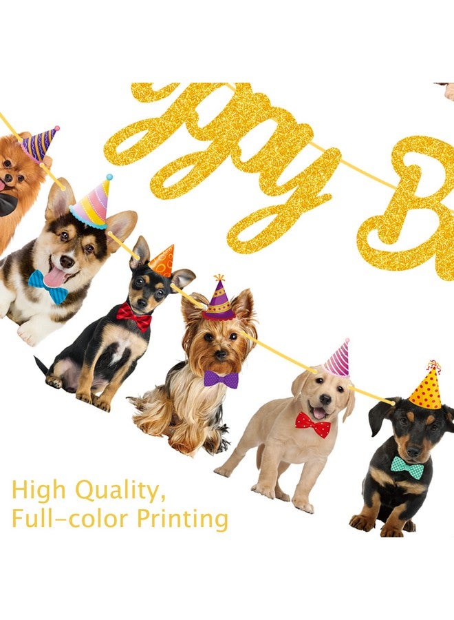 umoni Dog Happy Birthday Banner Decorations Baby Dog Birthday Party Supplies Gold Glitter Puppy Birthday Banner Decorations For Pet Dog Theme Party Bunting Decoration Baby Shower Party Supplies - Image 4