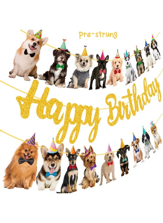 umoni Dog Happy Birthday Banner Decorations Baby Dog Birthday Party Supplies Gold Glitter Puppy Birthday Banner Decorations For Pet Dog Theme Party Bunting Decoration Baby Shower Party Supplies - Image 2