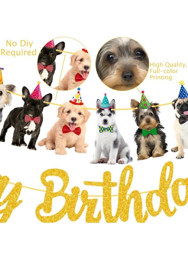 umoni Dog Happy Birthday Banner Decorations Baby Dog Birthday Party Supplies Gold Glitter Puppy Birthday Banner Decorations For Pet Dog Theme Party Bunting Decoration Baby Shower Party Supplies - Image 5