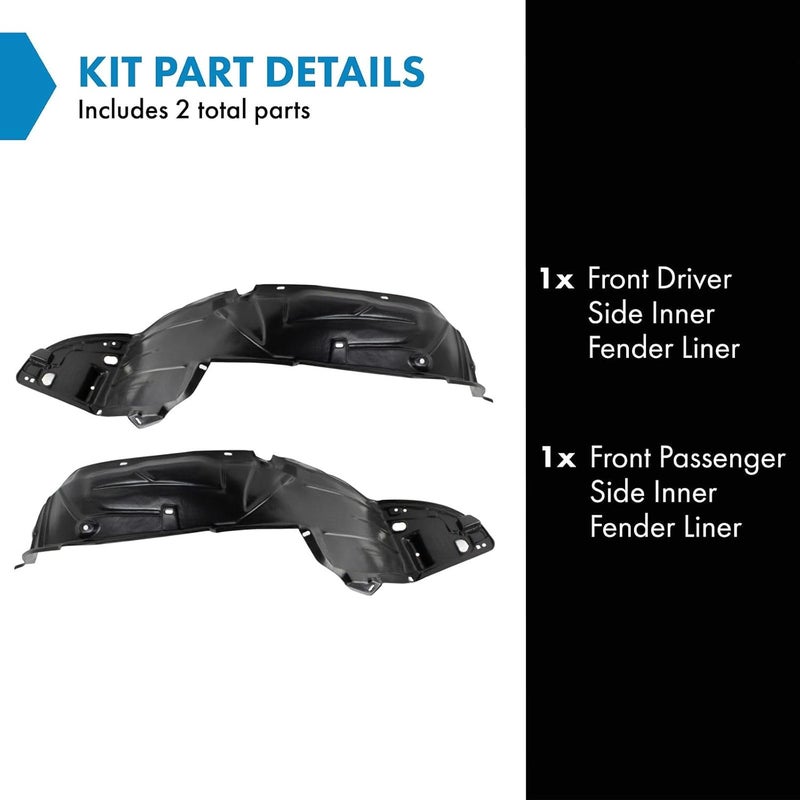 TRQ Front Inner Fender Liner Set for 2004-2005 Honda Civic - Image 2