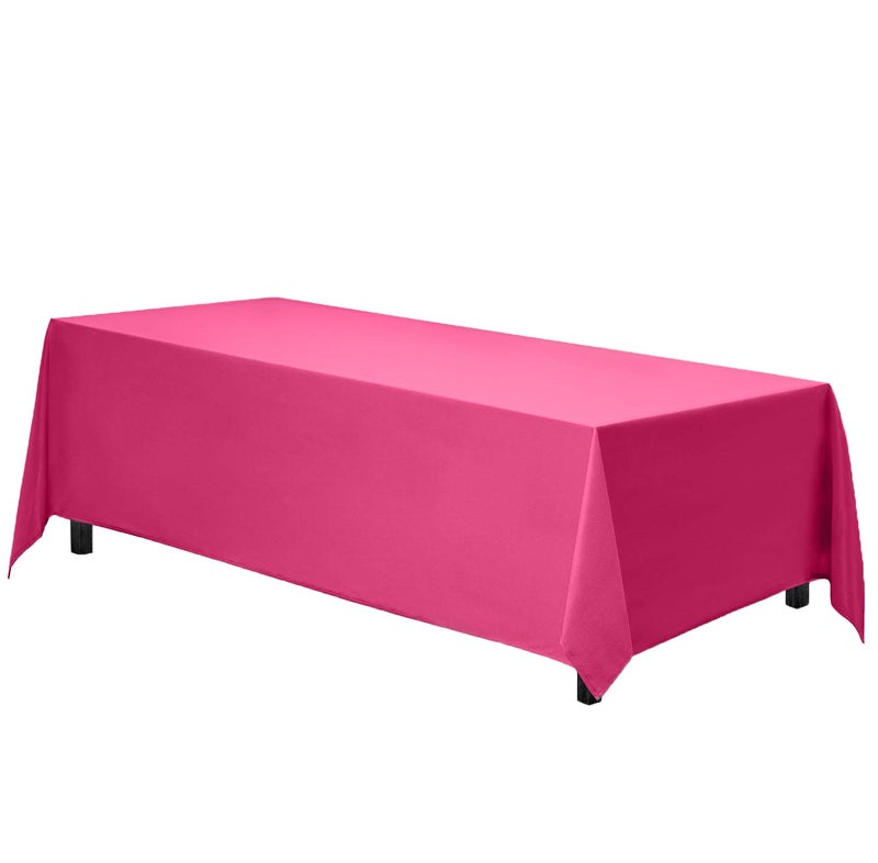 Gee Di Moda Rectangle Tablecloth  90 x 132 Inch Fuchsia Table Cloth for 6 Foot Table with FloorLength Drop  Heavy Duty Washable Fabric  6 Ft Buffet Table Holiday Party Wedding  Baby Shower