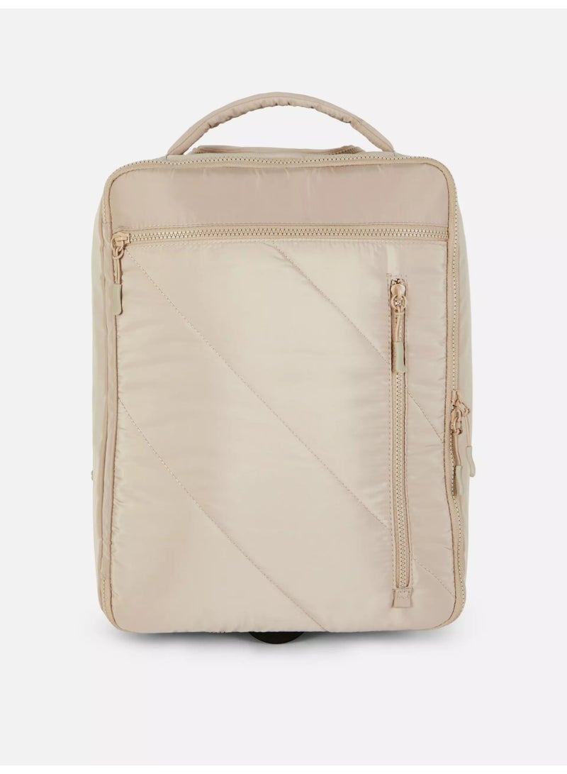 بريمارك حقيبة ظهر سفر بعجلات بلون كاكي (Camel) حقيبة ترافل كاري أون بسعة كبيرة وأحزمة قابلة للتعديل