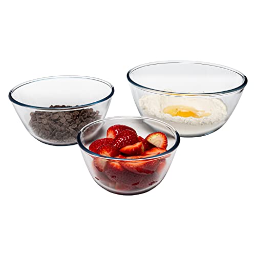 Simax Glass Mixing Bowls Set Borosilicate Glass Mixing Bowls for Kitchen  Microwave and Oven Safe Bowls  Glass Bowls for Kitchen  Glass Mixing Bowl Set of 3  Baking Bowls 2 Cup 55 C 105 C