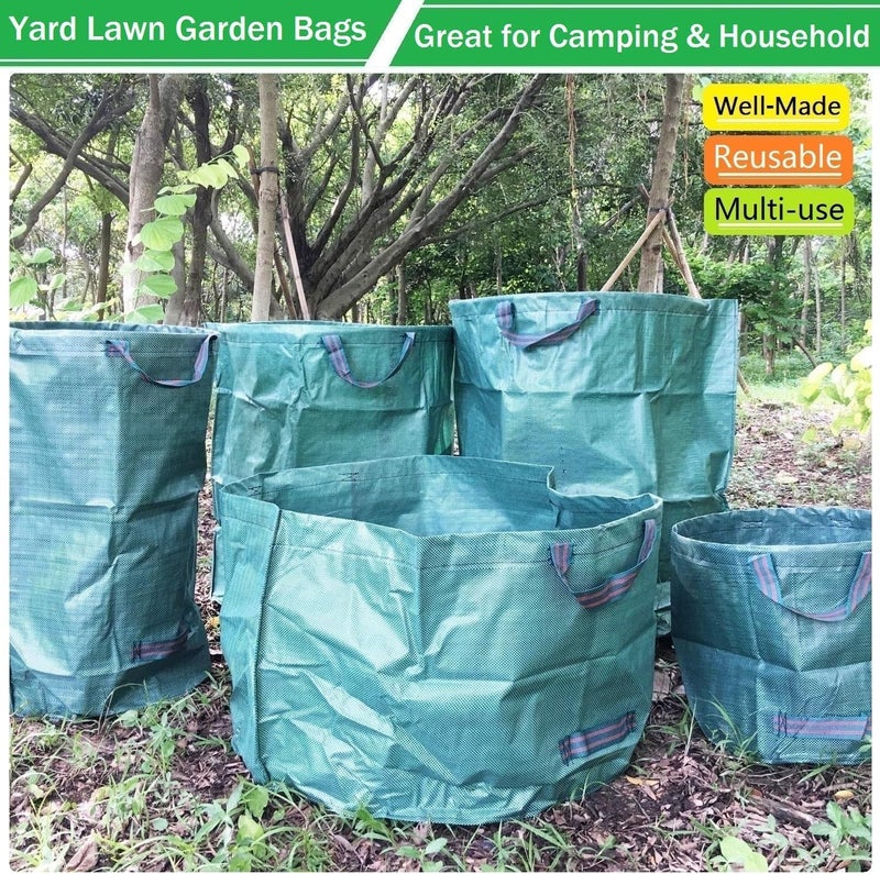 Tespher Professional 3-Pack 106 Gallon Big Lawn Garden Bags (D31, H31 inch) Yard Waste Bags W/Gardening Gloves, Reusable Leaf Bag,Yard Debris,Lawn Weeds,Plant Cuttings Trimmings,Grass Clippings Bag 4 Handles - Image 5