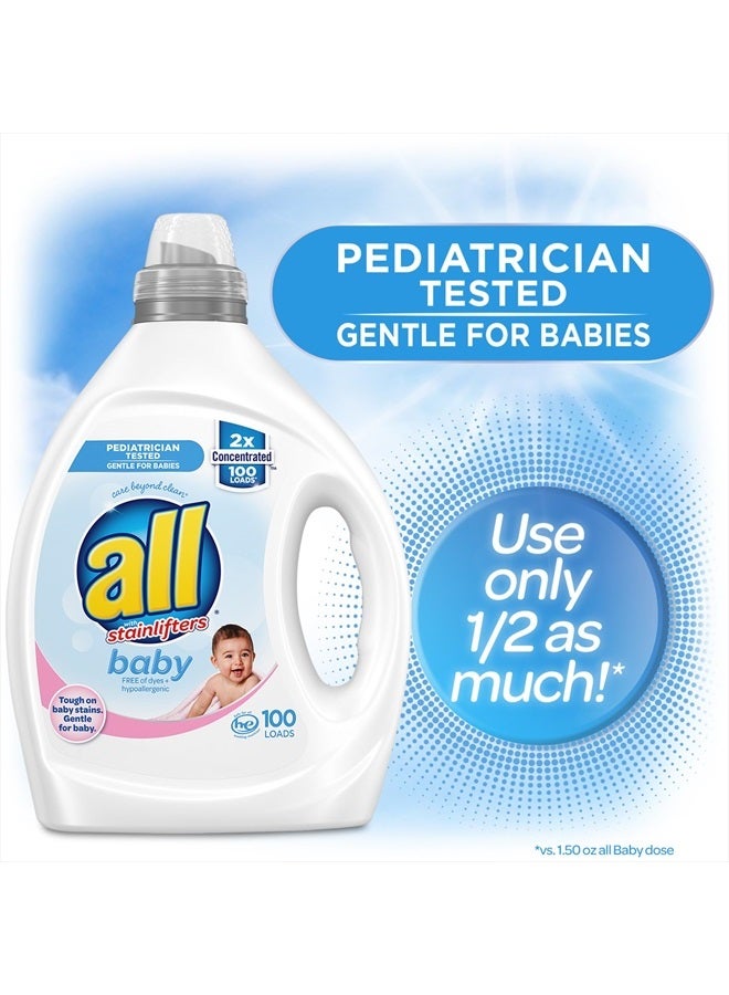 All Liquid Laundry Detergent, Gentle for Baby, Hypoallergenic & Free Of Dyes, 2X Concentrated, 100 Loads - Image 4