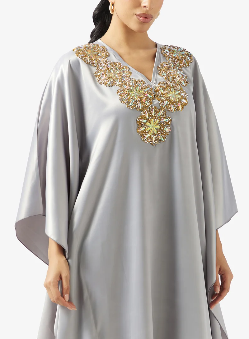 Golden Apple  V neck  With Embroidered Jalabiya for Women | Best Price UAE