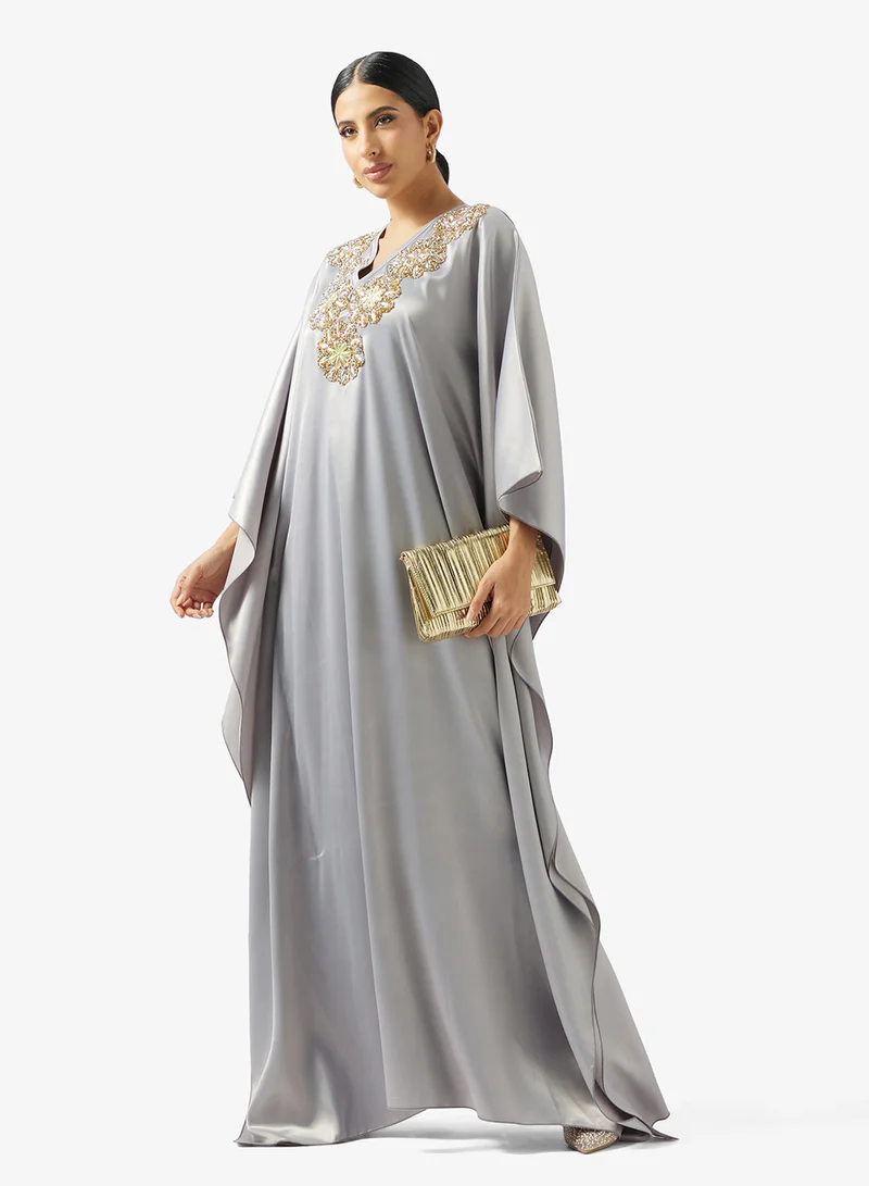 Golden Apple  V neck  With Embroidered Jalabiya for Women | Best Price UAE