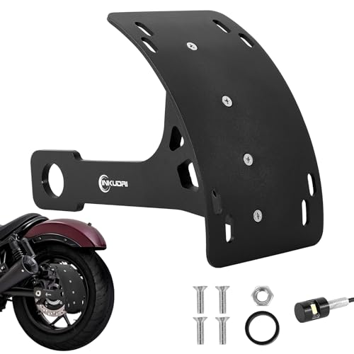 INKUDRI Universal Curved Motorcycle License Plate Bracket With Light Motorcycle License Plate Relocation Holder Swing Arm Side Mount Tag Frame For Sportster s Rebel 500 YZF Vulcan S 650 Cruiser Iron 883 1200 - Image 1