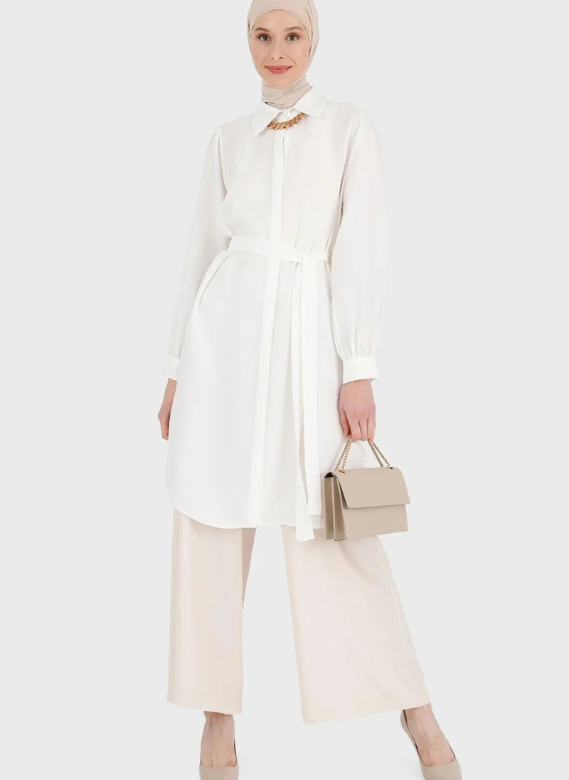 Refka by modanisa Belt Detail Longline Tunic