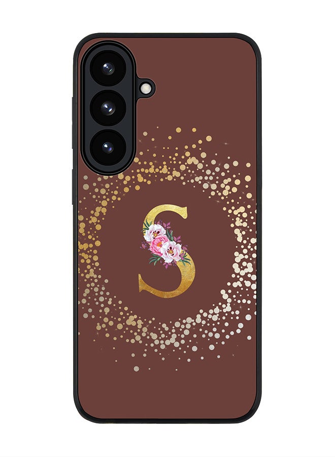 Stylizedd For Samsung Galaxy S26 Plus Case,Slim fit Camera Protection, Shockproof Thin Phone cover  - Custom Monogram Floral - S  (Brown ) - Image 1