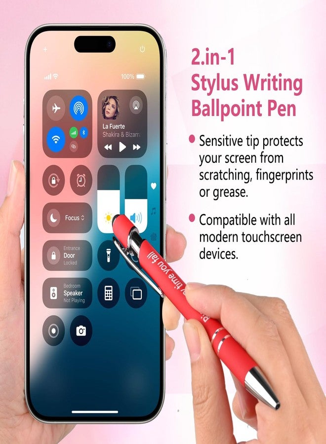 SYSDTTD 3-Pack 2-in-1 Stylus Pen Metal with Black Ink Pens (1.0mm) and Inspirational Phrases - Gift Set in Red, Yellow, Blue - Image 2