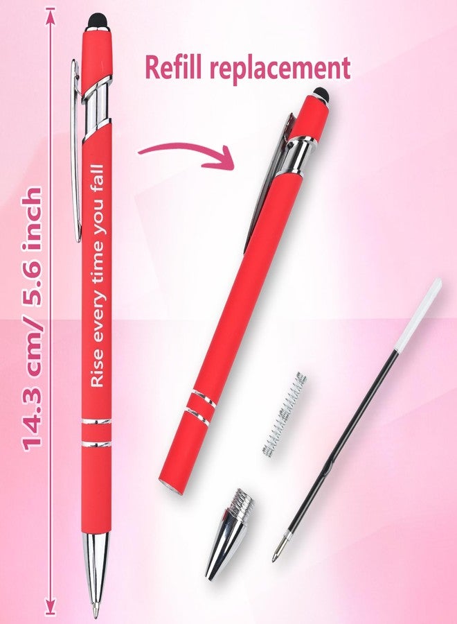 SYSDTTD 3-Pack 2-in-1 Stylus Pen Metal with Black Ink Pens (1.0mm) and Inspirational Phrases - Gift Set in Red, Yellow, Blue - Image 4
