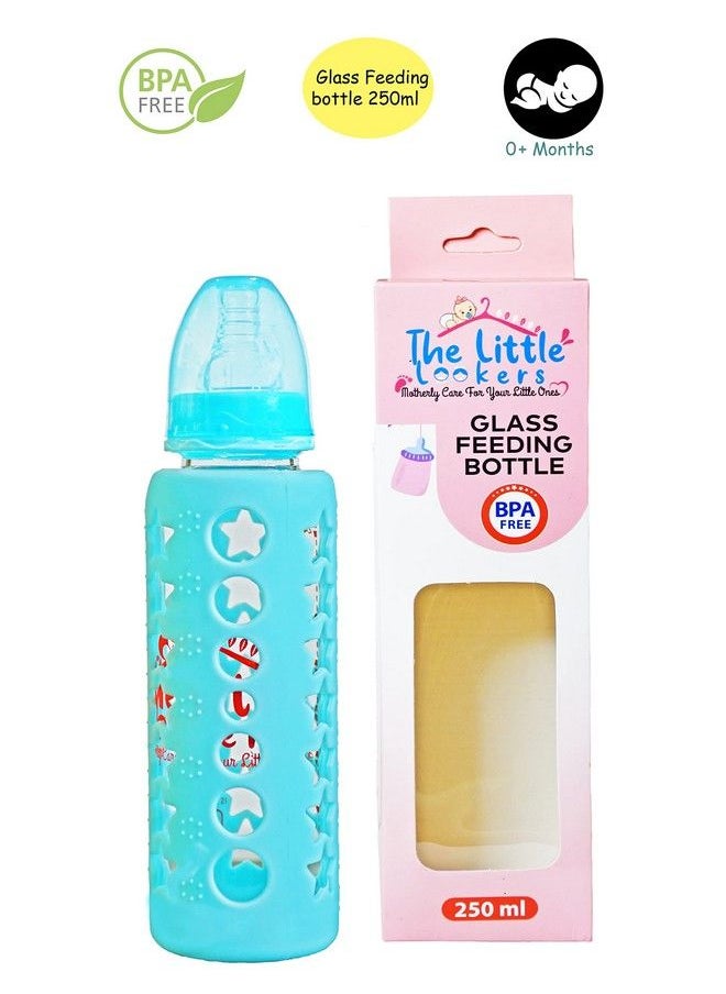 The Little Lookers High Borosilicate Glass Feeding Bottle For Baby Feeder For Newborn ; Super Soft Flow Control & Anti Colic Nipple For Infants Toddlersblue (240Ml)  - Image 5