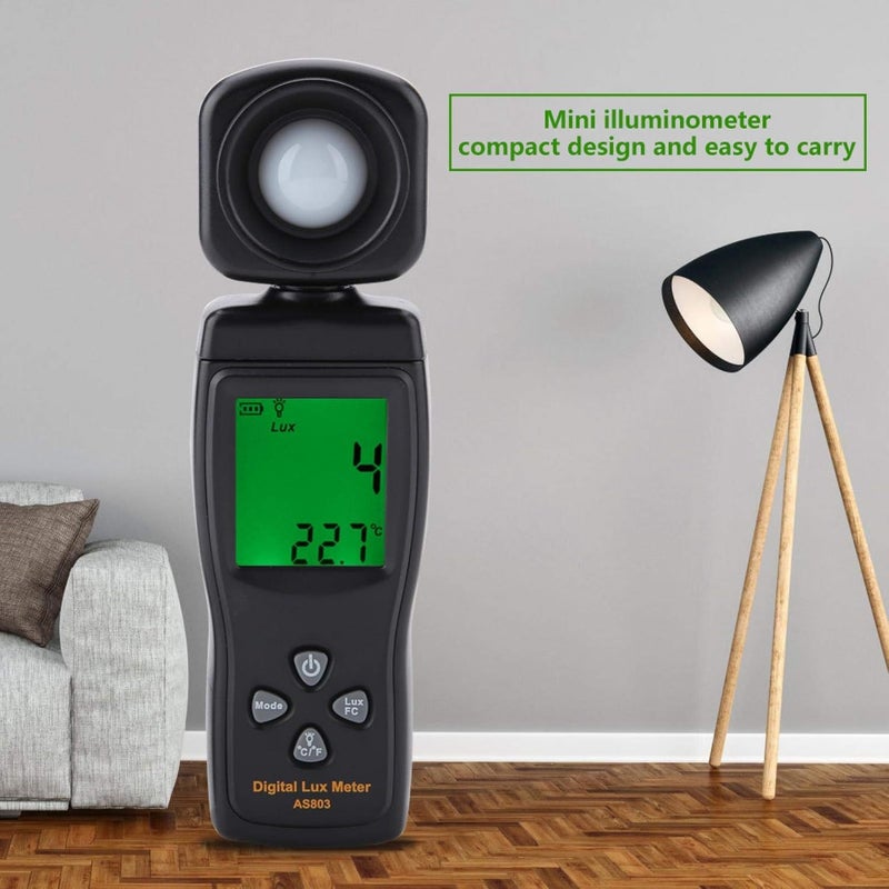 woobles AS803 Digital Lux Light Meter Mini LCD Display Digital Luxmeter Light Meter -10~50℃ Temperature Range 1-200,000 Measuring Range Lux Light Tools - Image 3