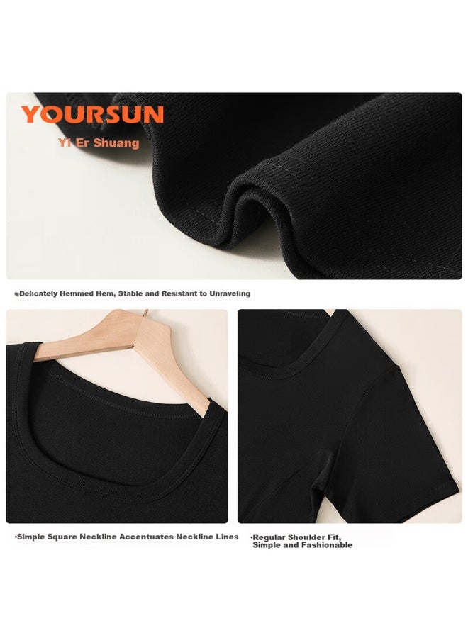 Yiershuang Women's Short Sleeve T-shirt Summer Thin Soft Comfortable Slim Fit Round Neck Top