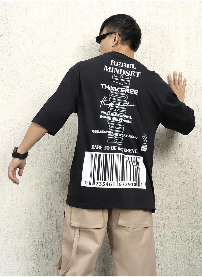 هوبرهولمي Black T-shirt for Men, Baggy Casual Wear