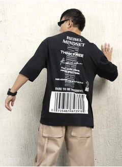 Hubberholme Black T-shirt for Men, Baggy Casual Wear  - Image 3