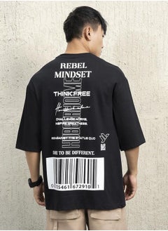 Hubberholme Black T-shirt for Men, Baggy Casual Wear  - Image 2