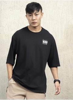 Hubberholme Black T-shirt for Men, Baggy Casual Wear  - Image 5