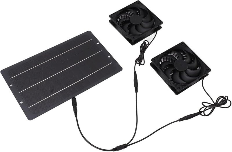 Solar Powered Dual Exhaust Fan Kit Weatherproof for Chicken Coop Greenhouse Shed Ventilation - Image 2