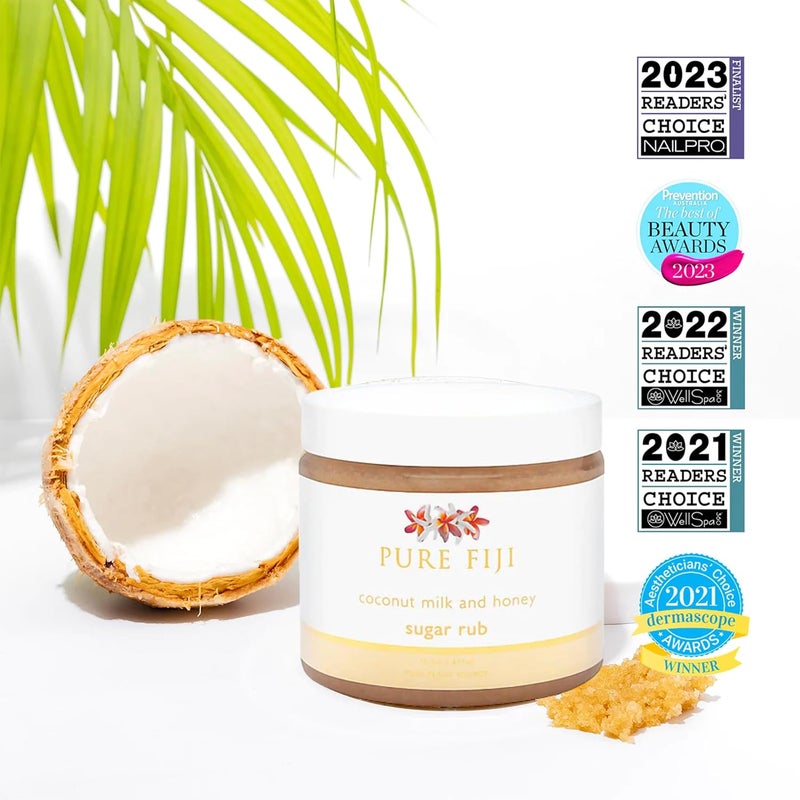 Pure Fiji Coconut Sugar Rub with Coconut Milk and Honey - 15.5 Ounce Exfoliating Body Scrub - Image 3