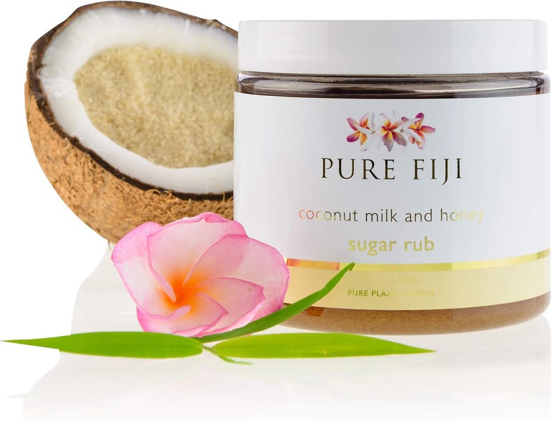 Pure Fiji Coconut Sugar Rub with Coconut Milk and Honey - 15.5 Ounce Exfoliating Body Scrub - Image 1