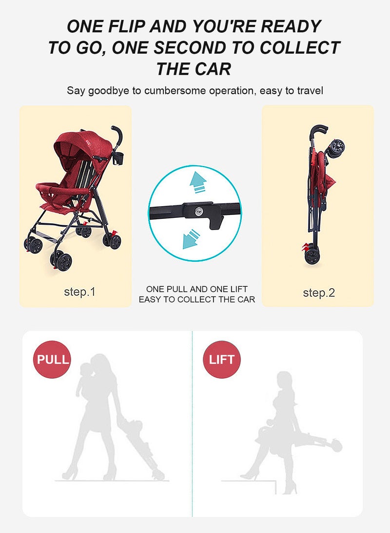 MaBaby Single Baby Stroller-Red - Image 4