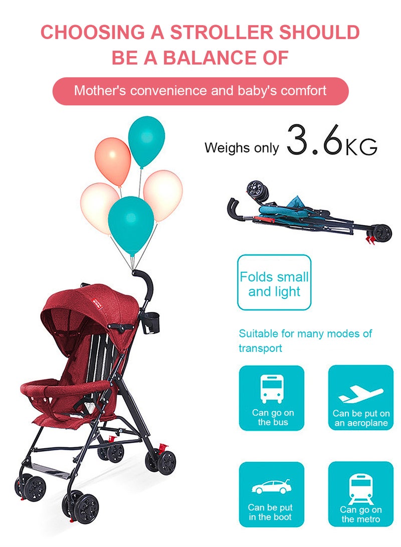 MaBaby Single Baby Stroller-Red - Image 3