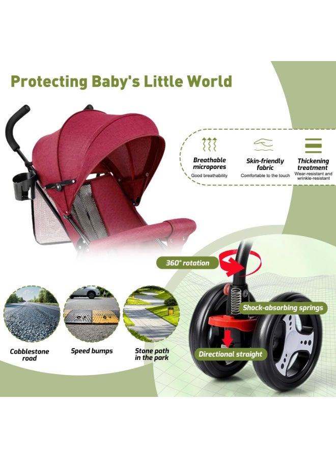MaBaby Single Baby Stroller-Red - Image 5