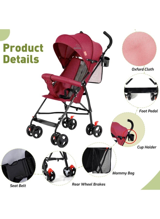 MaBaby Single Baby Stroller-Red - Image 3