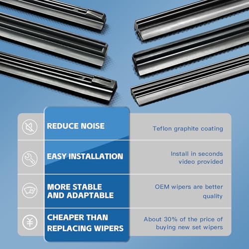 ASLAM Wiper Blade Refills 17" 6mm for Conventional Frame Windshield Wipers(Set of 2) - Image 5