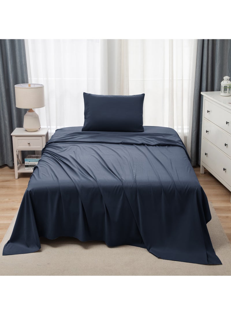 Panax Bedding Single Bed Sheets Set - 3 Piece Bedding - Brushed Microfiber - Shrinkage and Fade Resistant - Easy Care (Navy, Single) - Image 1