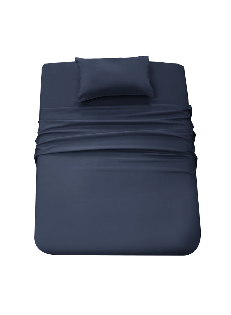 Panax Bedding Single Bed Sheets Set - 3 Piece Bedding - Brushed Microfiber - Shrinkage and Fade Resistant - Easy Care (Navy, Single) - Image 2