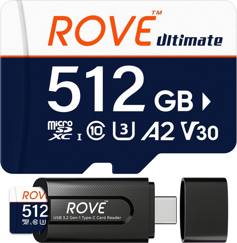 بطاقة Ultimate Micro SD Card microSDXC بسعة 512 جيجابايت مع قارئ بطاقات USB 3.2 Type C بسرعة 170 ميجابايت/ثانية، C10، U3، V30، 4K، A2 لكاميرا السيارة والهواتف الذكية التي تعمل بنظام أندرويد والأجهزة اللوحية والألعاب - Image 1