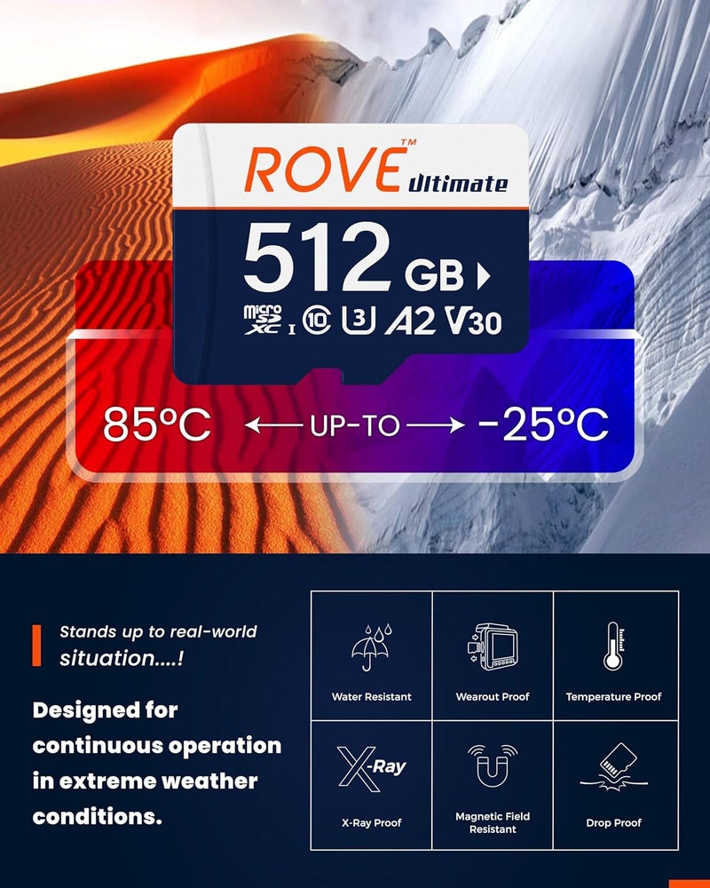 بطاقة Ultimate Micro SD Card microSDXC بسعة 512 جيجابايت مع قارئ بطاقات USB 3.2 Type C بسرعة 170 ميجابايت/ثانية، C10، U3، V30، 4K، A2 لكاميرا السيارة والهواتف الذكية التي تعمل بنظام أندرويد والأجهزة اللوحية والألعاب - Image 4